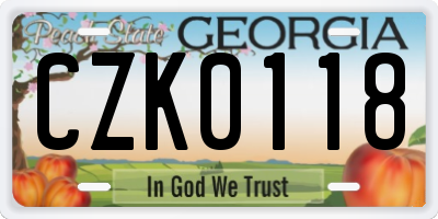 GA license plate CZK0118