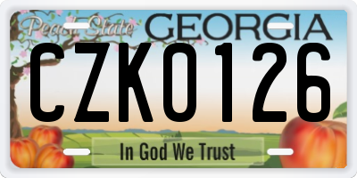 GA license plate CZK0126