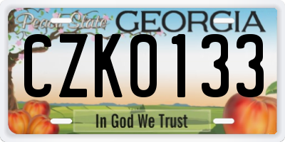 GA license plate CZK0133