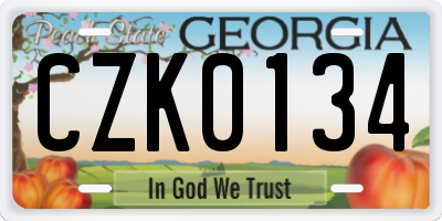 GA license plate CZK0134