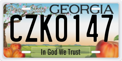 GA license plate CZK0147