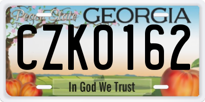 GA license plate CZK0162