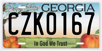 GA license plate CZK0167