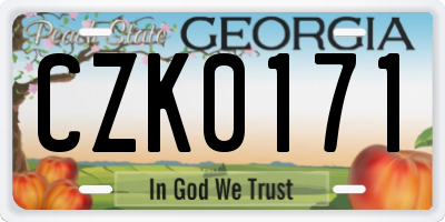 GA license plate CZK0171