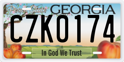 GA license plate CZK0174