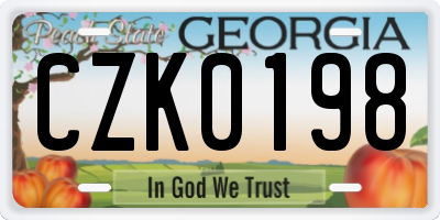 GA license plate CZK0198