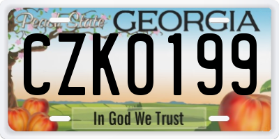 GA license plate CZK0199