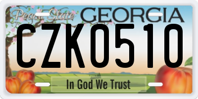 GA license plate CZK0510