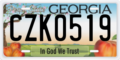 GA license plate CZK0519