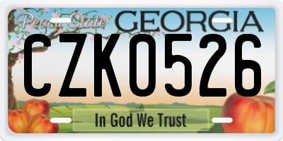 GA license plate CZK0526