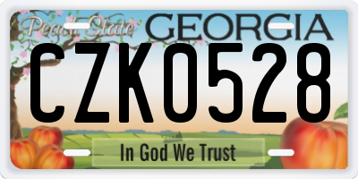 GA license plate CZK0528