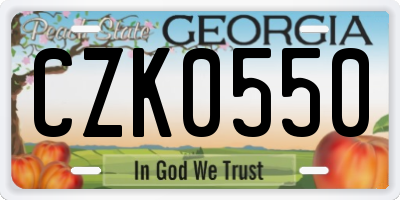 GA license plate CZK0550
