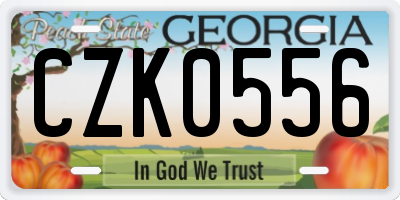 GA license plate CZK0556