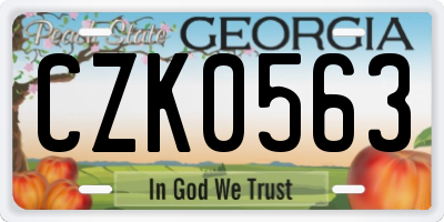 GA license plate CZK0563