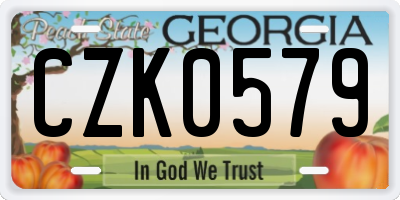 GA license plate CZK0579