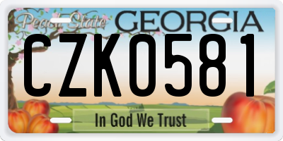 GA license plate CZK0581