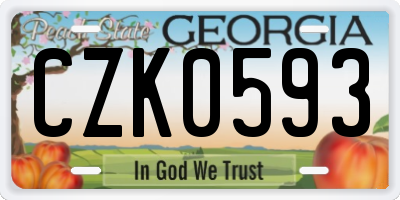 GA license plate CZK0593