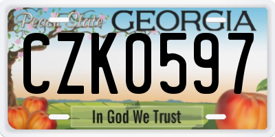 GA license plate CZK0597