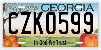 GA license plate CZK0599