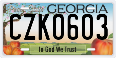 GA license plate CZK0603