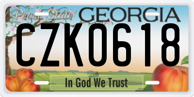 GA license plate CZK0618