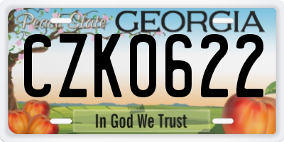 GA license plate CZK0622