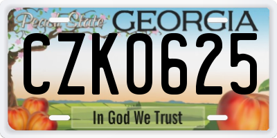 GA license plate CZK0625