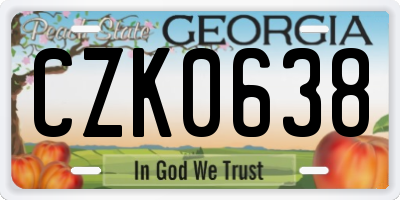 GA license plate CZK0638
