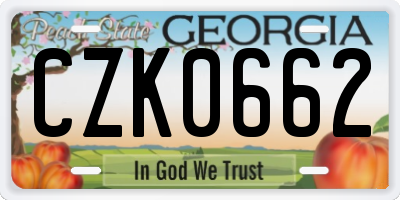GA license plate CZK0662