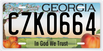 GA license plate CZK0664