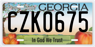 GA license plate CZK0675