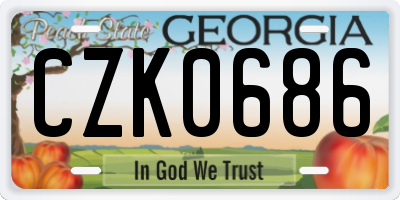 GA license plate CZK0686