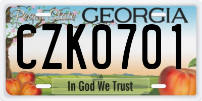 GA license plate CZK0701
