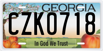 GA license plate CZK0718