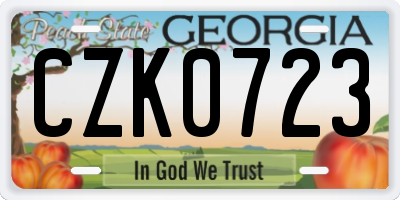 GA license plate CZK0723