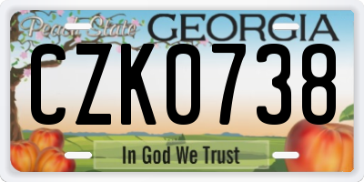 GA license plate CZK0738