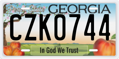 GA license plate CZK0744