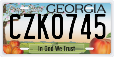 GA license plate CZK0745