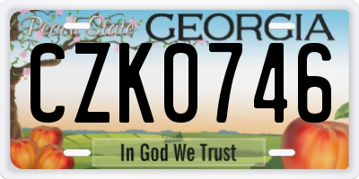 GA license plate CZK0746