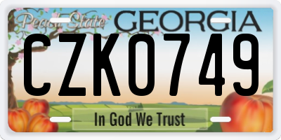 GA license plate CZK0749