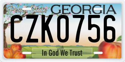 GA license plate CZK0756