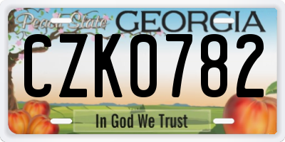 GA license plate CZK0782