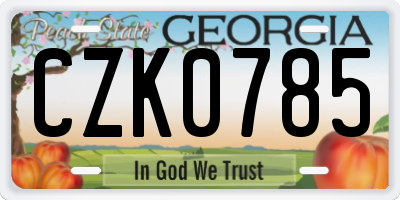GA license plate CZK0785