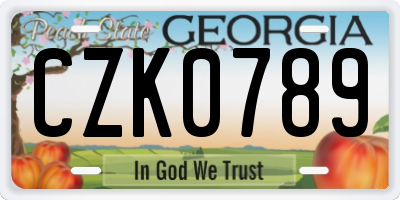 GA license plate CZK0789