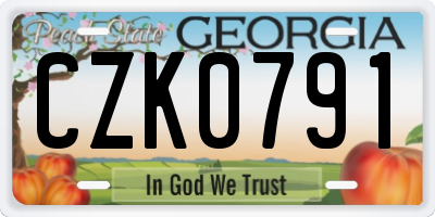 GA license plate CZK0791