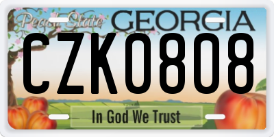 GA license plate CZK0808