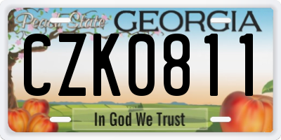 GA license plate CZK0811
