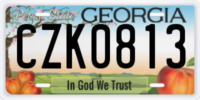 GA license plate CZK0813