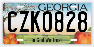 GA license plate CZK0828
