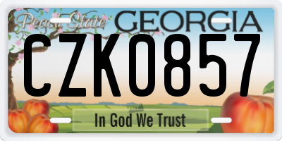 GA license plate CZK0857